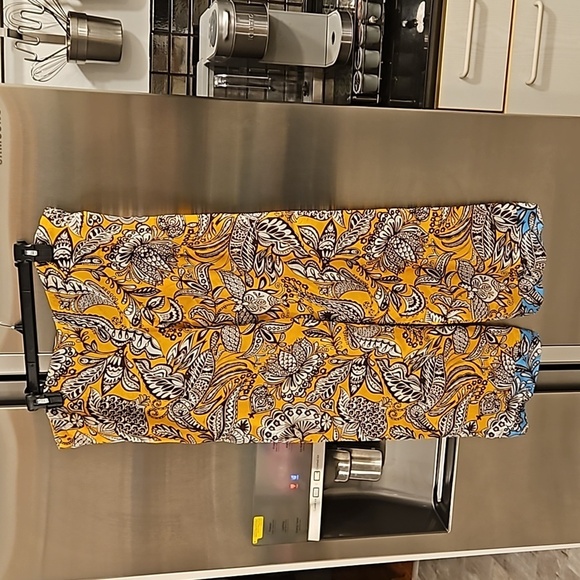 💕TRINA TURK💕 100% Silk Pajama Pants ~ Blue Tropical Botanical Print Small NWT - Picture 2 of 9